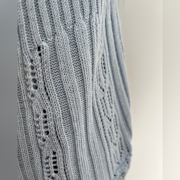 Links&Links Light Blue Knit Top with Lace-Up Detail size medium - Picture 4 of 5